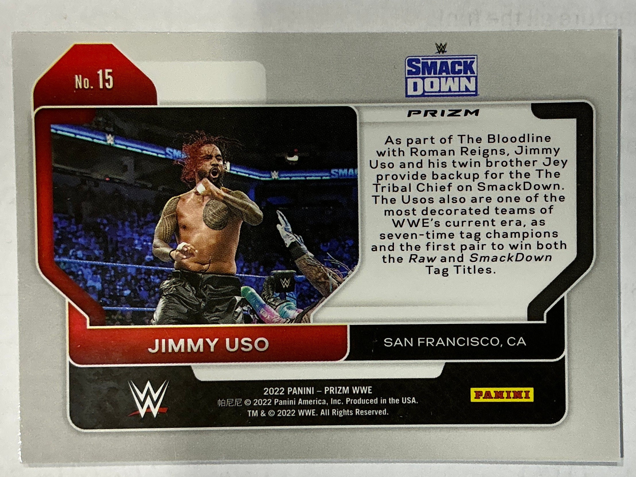 Panini Prism Jimmy Uso #15 Trading Card - Image 2